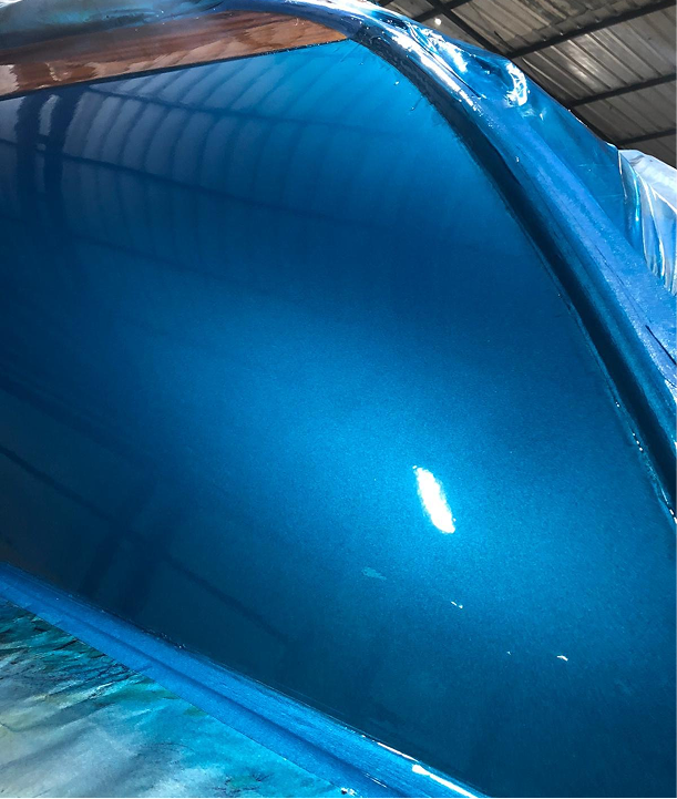 image of a painted flipped boat